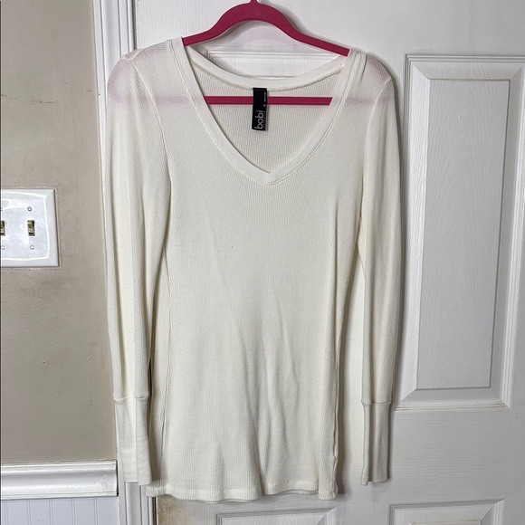 Bobi Cream Fitted Long Sleeve Blouse - Picture 1 of 3